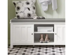 SoBuy Sitzkissen|Sitzbank Garderobenbank mit Sitzkissen Weiß Holzwerkstoff FSR35-W