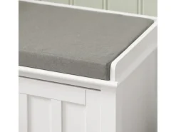 SoBuy Sitzkissen|Sitzbank Garderobenbank mit Sitzkissen Weiß Holzwerkstoff FSR35-W