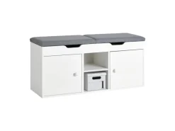 SoBuy Sitzkissen|Sitzbank mit 2 Sitzkissen und Stauraum PB Weiß FSR96-W