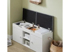 SoBuy Sitzkissen|Sitzbank mit 2 Sitzkissen und Stauraum PB Weiß FSR96-W