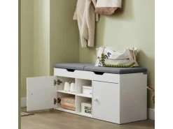 SoBuy Sitzkissen|Sitzbank mit 2 Sitzkissen und Stauraum PB Weiß FSR96-W