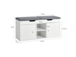 SoBuy Sitzkissen|Sitzbank mit 2 Sitzkissen und Stauraum PB Weiß FSR96-W