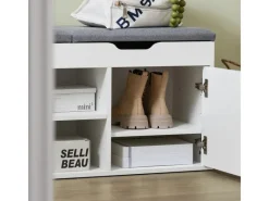 SoBuy Sitzkissen|Sitzbank mit 2 Sitzkissen und Stauraum PB Weiß FSR96-W