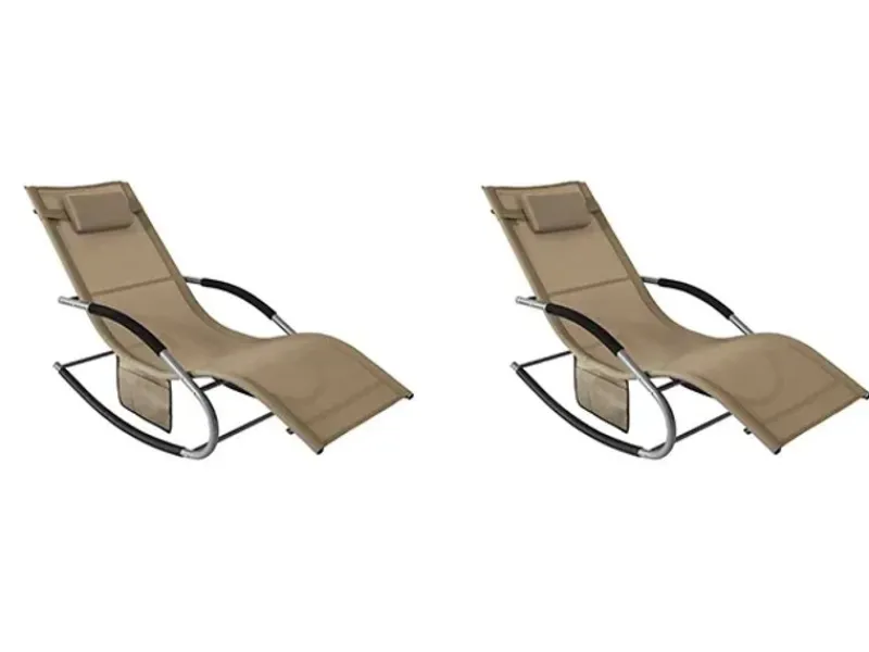 Sonnenliege 2-er Set mit Tasche Garten Metall Kunstfasergewebe Braun OGS28-BRx2*SoBuy New