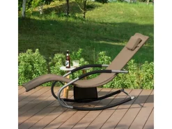 Sonnenliege 2-er Set mit Tasche Garten Metall Kunstfasergewebe Braun OGS28-BRx2*SoBuy New