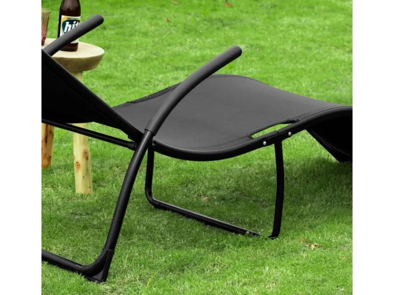 Sonnenliege Klappbar aus Metall und Kunstfasergewebe Schwarz OGS45-SCH*SoBuy Clearance