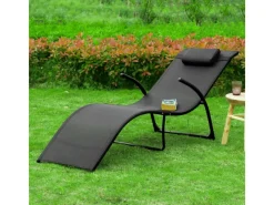 Sonnenliege Klappbar aus Metall und Kunstfasergewebe Schwarz OGS45-SCH*SoBuy Clearance