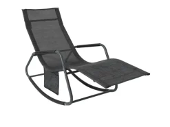 Sonnenliege mit Seitentasche Garten Metall Kunstfasergewebe Schwarz OGS47-MS*SoBuy Hot