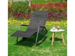 Sonnenliege mit Seitentasche Garten Metall Kunstfasergewebe Schwarz OGS47-MS*SoBuy Hot