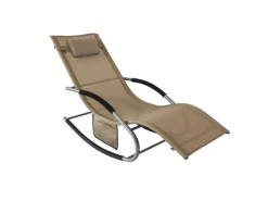 Sonnenliege mit Tasche Garten Metall Kunstfasergewebe Braun OGS28-BR*SoBuy Outlet