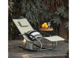 SoBuy Sonnenliegen|Sonnenliege mit Tasche Garten Metall Kunstfasergewebe Beige OGS28-MI