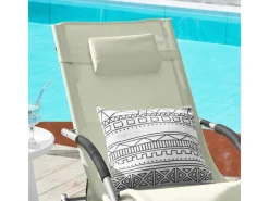 SoBuy Sonnenliegen|Sonnenliege mit Tasche Garten Metall Kunstfasergewebe Beige OGS28-MI