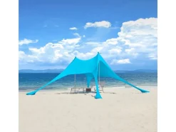 Strandzelt Sonnensegel mit Alu-Stangen Sonnenschutz für Strand OZT01-HB*SoBuy