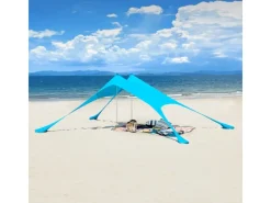 Strandzelt Sonnensegel mit Alu-Stangen Sonnenschutz für Strand OZT01-HB*SoBuy