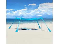 SoBuy Wassersport|Strandzelt Sonnensegel mit Alu-Stangen Sonnenschutz für Strand OZT02-HB