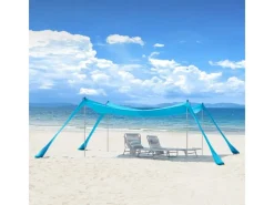SoBuy Wassersport|Strandzelt Sonnensegel mit Alu-Stangen Sonnenschutz für Strand OZT02-HB