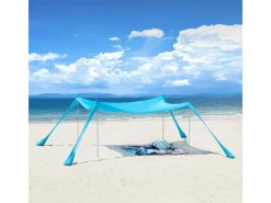 SoBuy Wassersport|Strandzelt Sonnensegel mit Alu-Stangen Sonnenschutz für Strand OZT02-HB