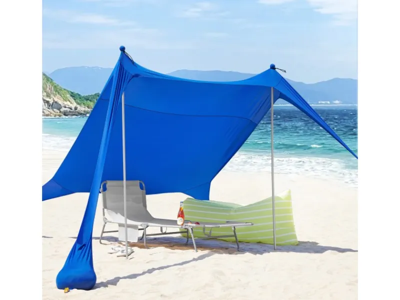 Strandzelt Sonnensegel mit Alu-Stangen Sonnenschutz für Strand OZT01-DB*SoBuy Hot