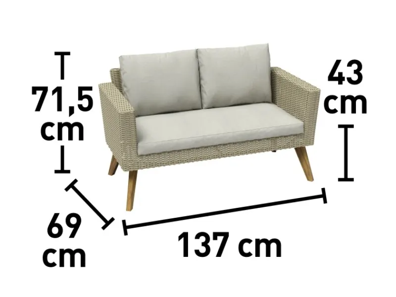 Sofa-Lounge-Set Borup 4-teilig Wicker Beige* Sale