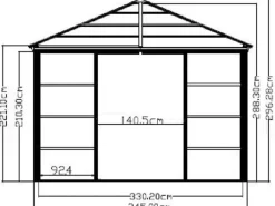 Aluminium Pavillon Castel 12 x 14 Bronze 362 cm x 427 cm x 296 cm*Sojag Online