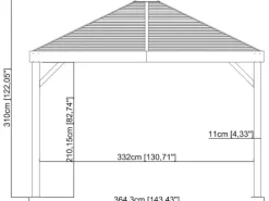Sojag Pavillons|Aluminium Pavillon South Beach 12 x 12 Anthrazit 363 cm x 363 cm x 310 cm