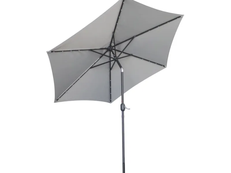 Sonnenschirm Wando Ø 270 cm Grau mit Kurbel und LED-Beleuchtung* Sale