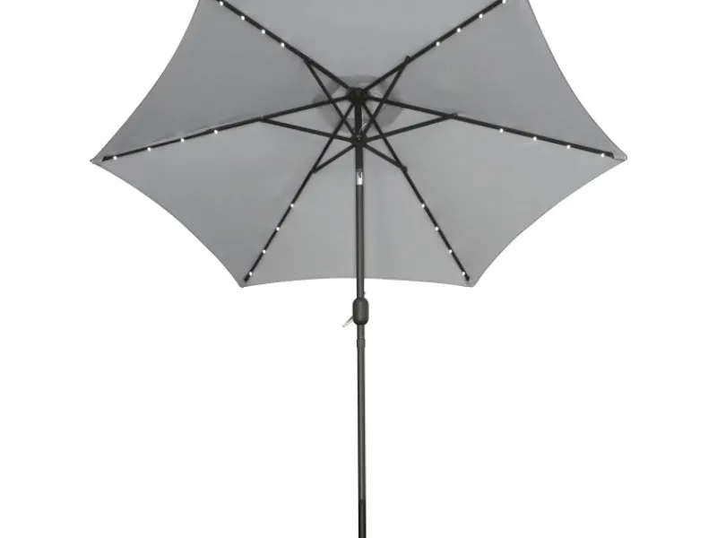 Sonnenschirm Wando Ø 270 cm Grau mit Kurbel und LED-Beleuchtung* Sale