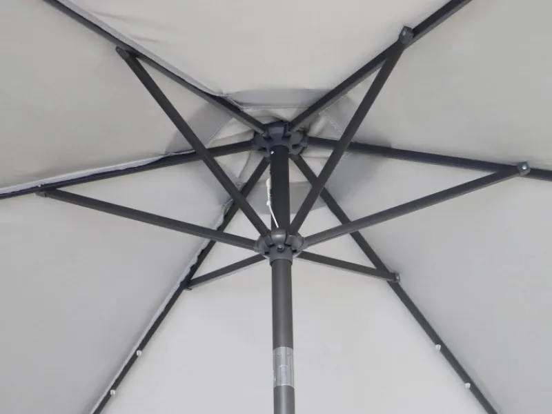 Sonnenschirm Wando Ø 270 cm Grau mit Kurbel und LED-Beleuchtung* Sale