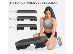 SPORTNOW Fitnessgeräte|Aerobic-Stepper PE Grau 77L x 36B x 10,5/15,5/20,5H cm