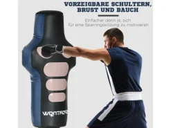 SPORTNOW Fitnessgeräte|Boxsack HDPE PVC PU Schwarz Grau Blau 55L x 55B x 178-207H cm