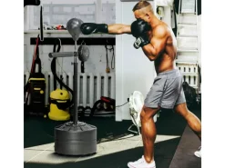 Boxständer Stahl Kunstleder Schwarz 80,5L x 48B x 163 205H cm*SPORTNOW Outlet