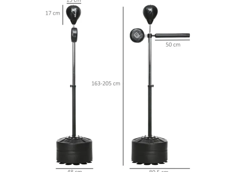 Boxständer Stahl Kunstleder Schwarz 80,5L x 48B x 163 205H cm*SPORTNOW Outlet