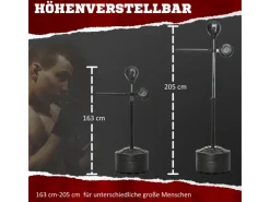 Boxständer Stahl Kunstleder Schwarz 80,5L x 48B x 163 205H cm*SPORTNOW Outlet