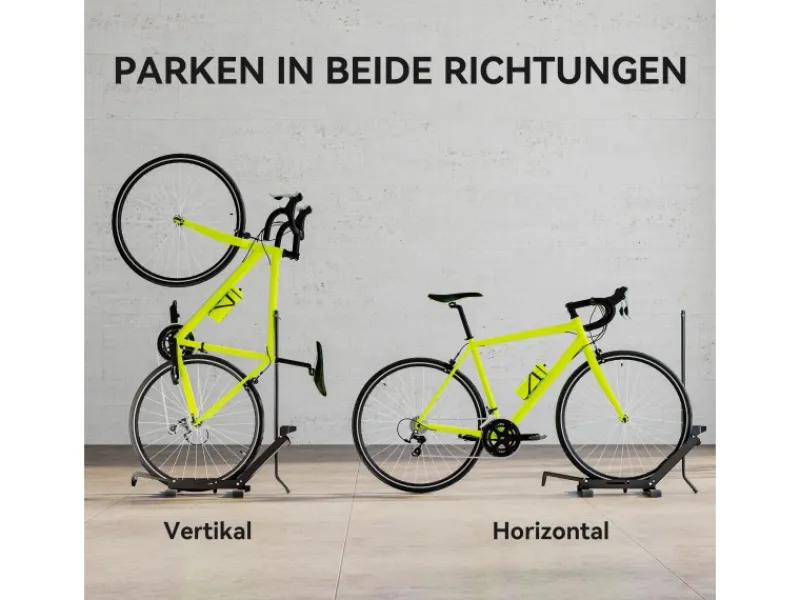 Fahrradständer Stahl Kunststoff Schwarz 75L x 41B x 71 81H cm*SPORTNOW New