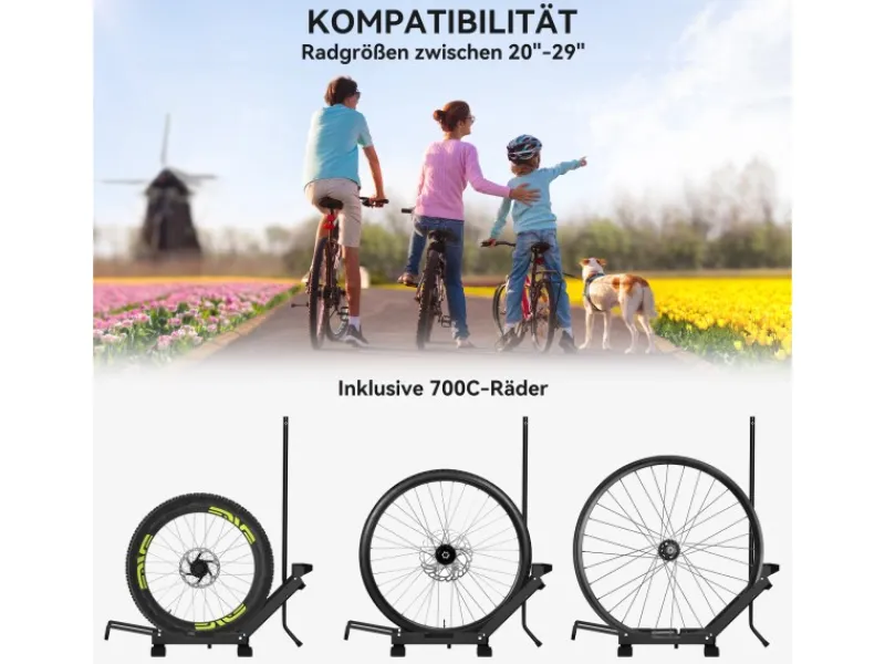 Fahrradständer Stahl Kunststoff Schwarz 75L x 41B x 71 81H cm*SPORTNOW New