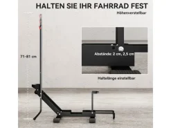 Fahrradständer Stahl Kunststoff Schwarz 75L x 41B x 71 81H cm*SPORTNOW New