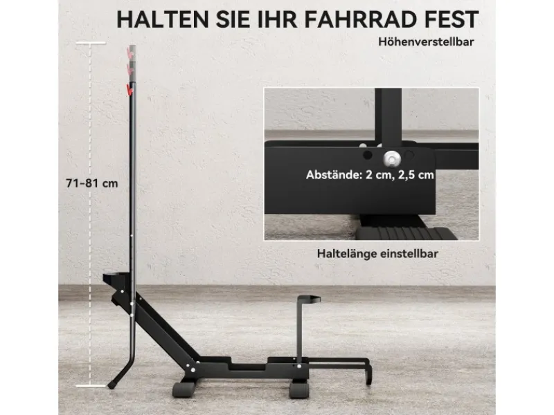 Fahrradständer Stahl Kunststoff Schwarz 75L x 41B x 71 81H cm*SPORTNOW New