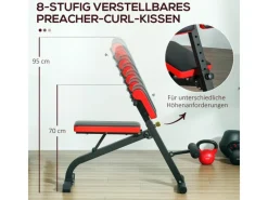 Hantelbank Stahl Kunstleder Schwarz 103L x 65B x 67-98H cm*SPORTNOW Discount