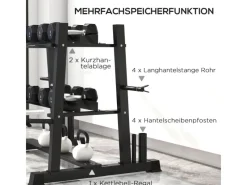SPORTNOW Sportgeräte|Fitnessgeräte|Hantelständer Kurzhantelständer Stahl Schwarz 131L x 75B x 80H cm