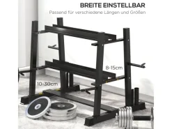 SPORTNOW Sportgeräte|Fitnessgeräte|Hantelständer Kurzhantelständer Stahl Schwarz 131L x 75B x 80H cm