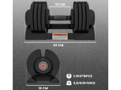 SPORTNOW Fitnessgeräte|Kurzhanteln 3,5/6/8/10 kg Verstellbar mit Ablagefach Stahl Schwarz