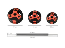 SPORTNOW Fitnessgeräte|Langhantel Set Metall Kunststoff Sand SchwarzRot 140L x 27B x 27H cm