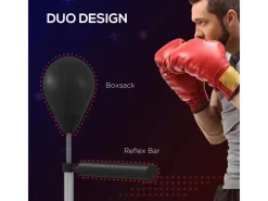 SPORTNOW Wasserpumpe|Fitnessgeräte|Punchingball Set Stahl Kunstleder Schwarz 76L x 48B x 160-205Hcm