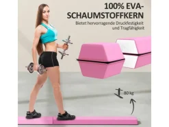 SPORTNOW Fitnessgeräte|Schwebebalken Kunststoff Polyester Hellrot 236L x 15B x 6,5H cm