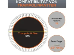 SPORTNOW Trampoline|Trampolin-Sprungtuch Kunststoff Orange Schwarz 323L x 323B x 1H cm