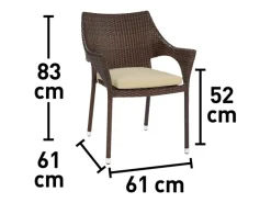 Sitzkissen|Gartenstühle|Stapelstuhl Davenport Braun Polyrattan