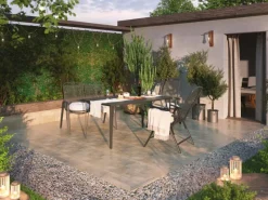 Gartenstühle|Balkonmöbel|Stapelstuhl Sacramento 95 cm x 70 cm x 55 cm Stahlgeflecht