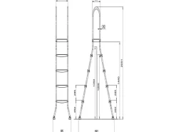 Steinbach Wassersport|Aufstellbeckenleiter Edelstahl 4 + 4 Stufen f. Beckenhöhe 120 - 135 cm