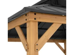 Gazebo Kaps aus Zedernholz 330 cm x 330 cm Anthrazit*Sunjoy Discount