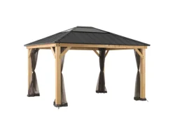 Zedernholz Gazebo Netz 335 cm x 393 cm Khaki*Sunjoy Online
